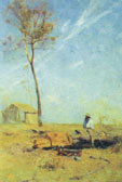 Arthur Streeton, Whelan On the Log Arthur Streeton, Whelan On the Log